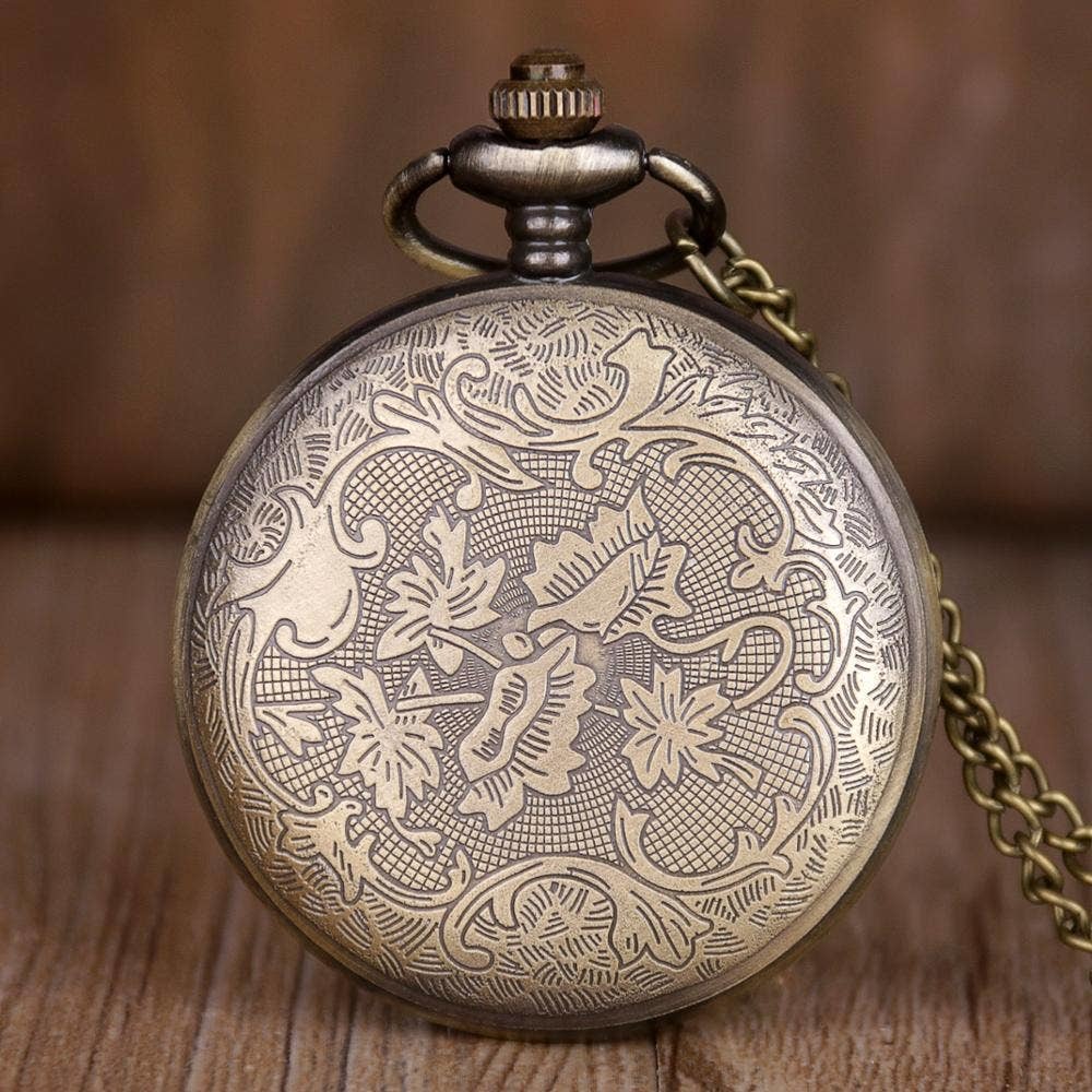 Black & White NEW Pendant Pocket Watch Enamel & Crystal Floral Pattern - Picture 3 of 3